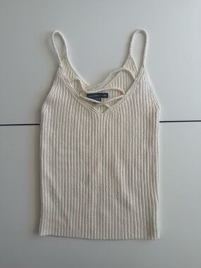American Eagle Outfitters Cream Ribbed V-Neck Cami